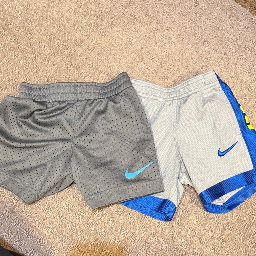 Nike Kids Mesh Shorts - Gray & White with Blue Accents